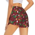 thumbnail image 3 of Vsdgher Dinosaur Christmas Print Women's Running Double Layer Shorts High Waisted with Pockets Elastic Yoga Workout Athletic Gym Sports, 3 of 8