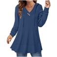 thumbnail image 3 of Sudadera con capucha para mujer,Sudadera con capucha y cuello en V para mujer, corte holgado e informal, botones frontales de color liso con bolsillo, ideal para uso diario y en casa, sopatenor, 3 of 9