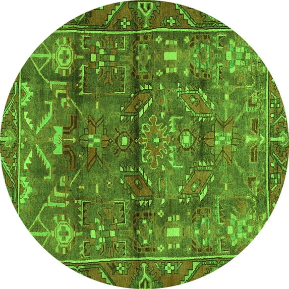 Ahgly Company Indoor Round Persian Green Traditional Area Rugs, 4' Round