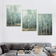 thumbnail image 4 of Nawypu Wall Art for Living Room Large Canvas Forest Pictures Modern Popular Art Work Decorations Framed Wall Decor White Woods on Green Background  Easy to Hang 12''x16''X3 Panels, 4 of 4