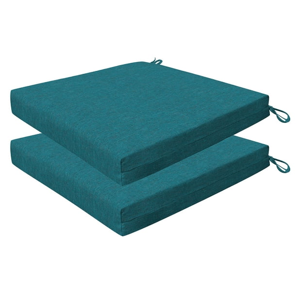 Indoor/Outdoor Textured Solid Teal Dining Seat Cushions