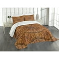thumbnail image 3 of Ambesonne Tribal Quilted Bedspread Set 3 Pcs, Eastern Trippy Wood Pattern, King Size, Ginger, 3 of 5