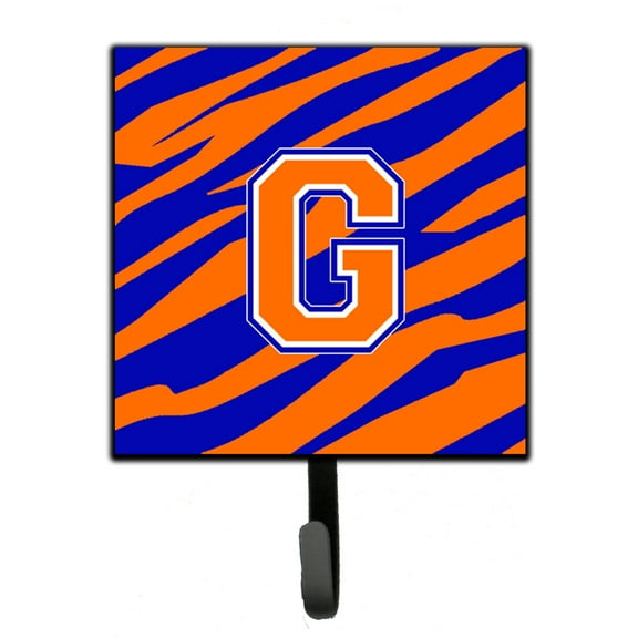 Letter G Initial Tiger Stripe - Blue Orange  Leash or Key Holder