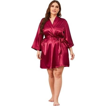 

Women s Satin Bathrobe Nightgown Plus Size