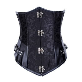 VASLANDA Faux Leather Steampunk Corset Dress Sexy Hollow