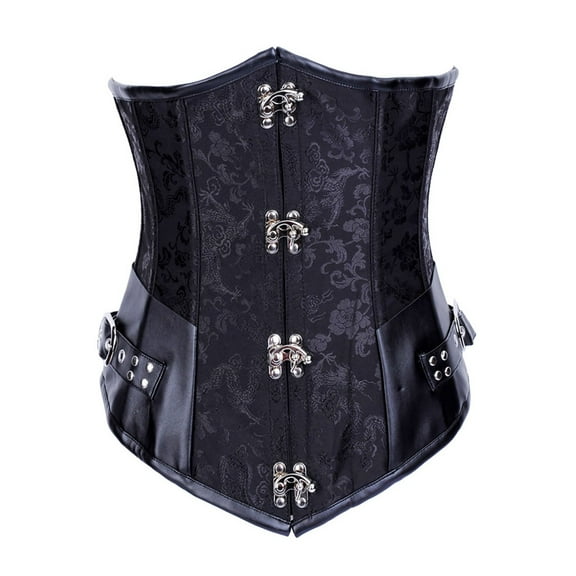 MuZeFu Corset Tops for Women Renaissance Black Womens Sexy Patchwork Bandage Gothic Solid Perspective Sexy Shapewear Top