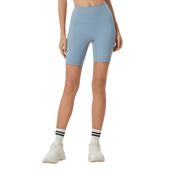 Women's High Waisted Biker Shorts with Pockets, Nylon Spandex Yoga Workout Shorts, Tummy Control, 1 Pack