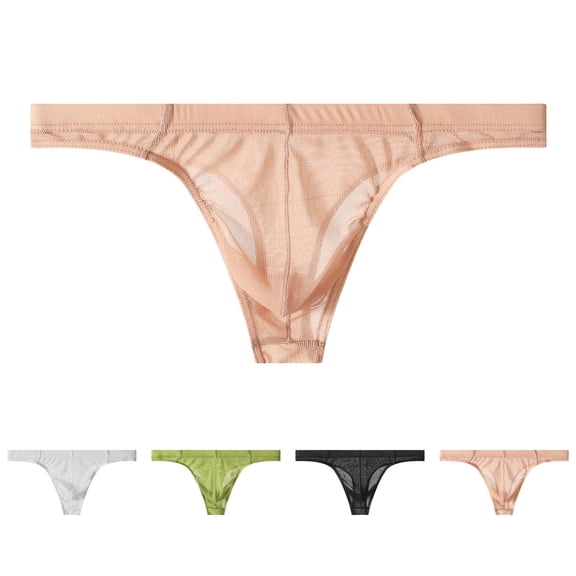 oelaio Mens Briefs See Through Mesh Thong Lingerie Lightweight Breathable Bikini Panties Transparent Underwear White M