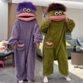 thumbnail image 5 of Cursed Comfort Onesie, Silly Onesie Funny Frog Onesie Oversized Plush Fleece Hooded One Piece Pajamas, Big Mouth Onsie, Cozy Home Loungewear, 5 of 7