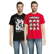 Disney 100 100th Anniversary Men's & Big Men's Mickey Mouse Faces and Time Flies Graphic Tee Shirts 2-Pack, Sizes S-3XL