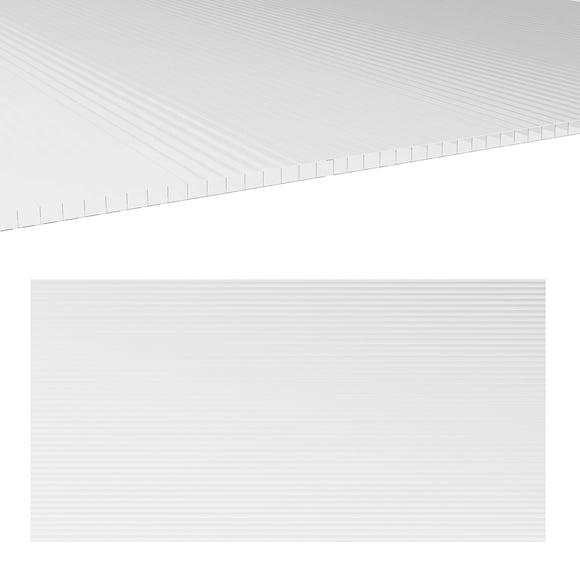 12 Pack Clear Twin-Wall Polycarbonate Greenhouse Roof Panels, UV Protected 0.2" Thick PC Sheets, 47.2" x 23.6" for Garden, Patio, Farm and DIY Greenhouse Structure Construction
