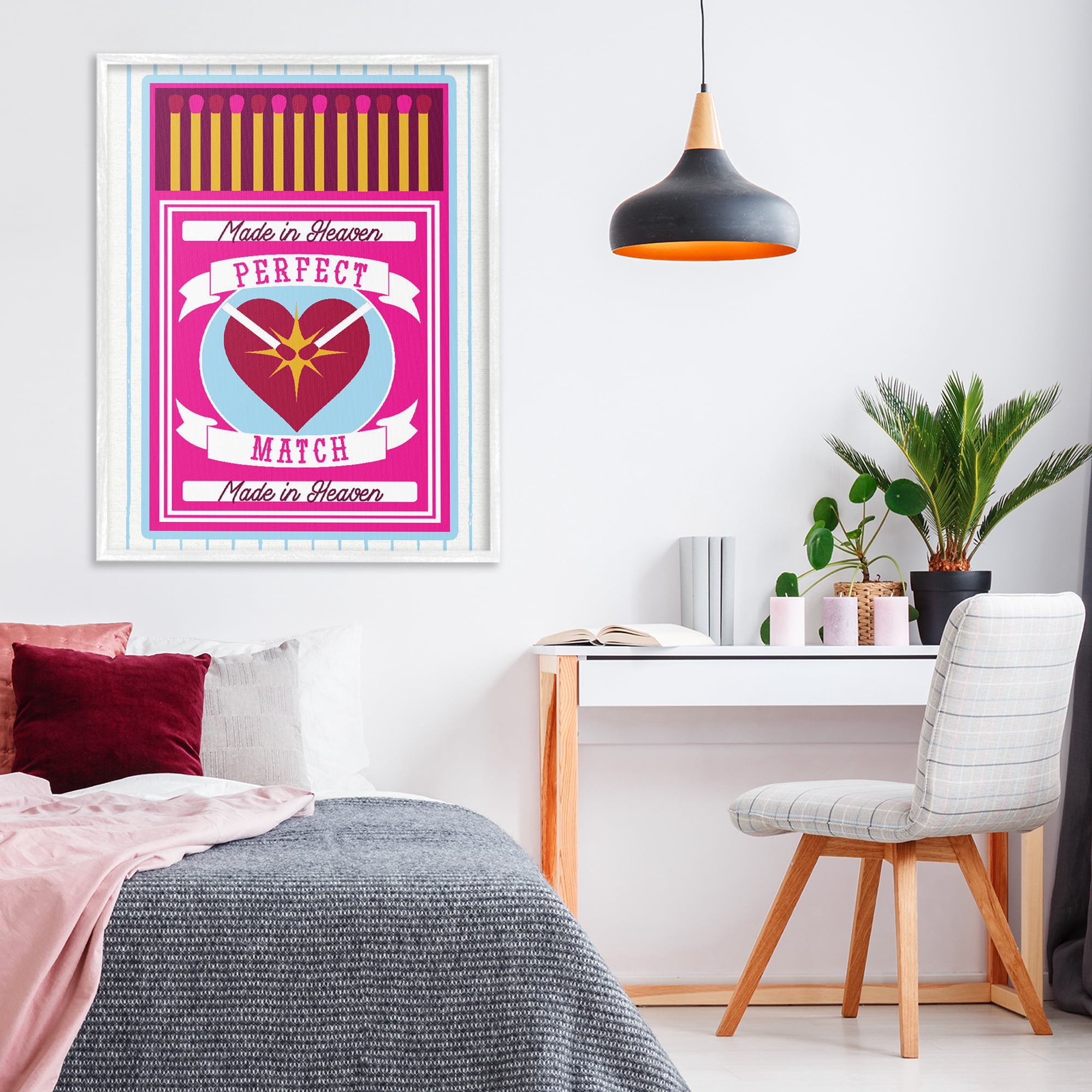 Stupell Industries Perfect Match Made In Heaven White Framed Giclee Art, design by Lil' Rue