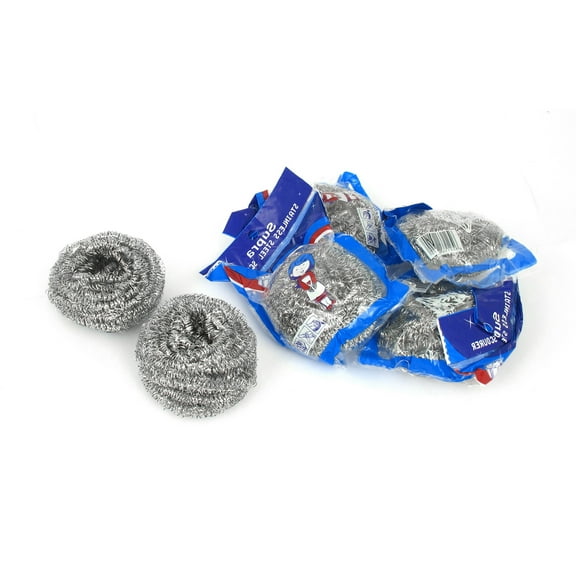 Unique Bargains Kitchenware Dish Bowl Steel Wire Scrubbing Cleaning Ball Cleaner 6pcs