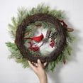 thumbnail image 4 of 18 In Christmas Wreath Pine Cone Cardinal Bird Wreaths Artificial Rattan Hanging Garland Winter Christmas Door Wall Window Decor, 4 of 8