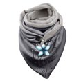 thumbnail image 1 of Women Flowers Butterfly Print Cotton Winter Warm Button Up Scarf, 1 of 3