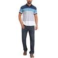 thumbnail image 2 of INSPIRE CHIC Men's Colorblock Striped Short Sleeve Three Button Work Polo Shirts 2XL Blue White, 2 of 5