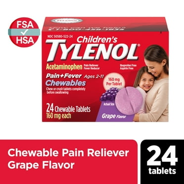 Children's Tylenol Chewables with 160 mg Acetaminophen, Grape, 24 Ct