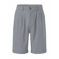 thumbnail image 5 of Mens Pleated Front Linen Cotton Chino Shorts Lightweight Summer Golf Casual Roll Cuff Knee Length Bottoms Gray L, 5 of 5