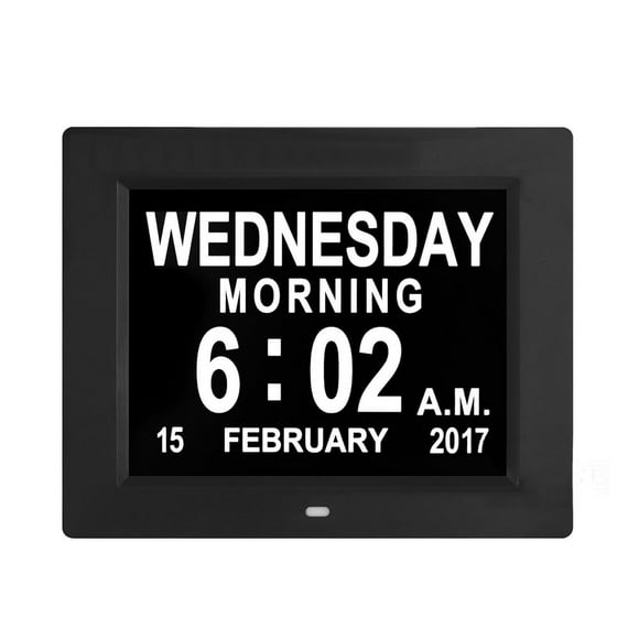 8 ”Inch LCD Digital Clock Calendar Date Day Time Clock Auto Dimming 8 Languages HD Display Reminder Alzheimer‘s