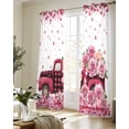 thumbnail image 5 of Valentine's Day Sheer Curtains 84 Inch Length 2 Panels Set for Living Room/Bedroom, Pink Love Roses Truck Romantic White Kitchen Curtains Grommet Semi-Sheer Curtains Window Treatments 52"x84"x2, 5 of 7