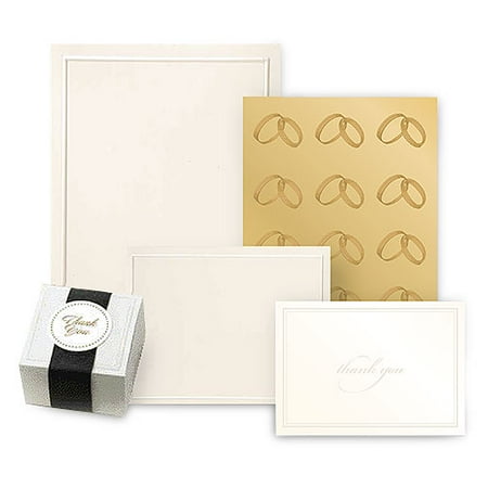 Ivory Pearl Border Wedding Invitation and Favor Box Kit