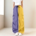 thumbnail image 2 of adviicd Women Cargo Pants Patchwork Y2K Streetwear Baggy Drawstring Elastic Parachute Pants Purple, M, 2 of 7
