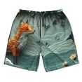 thumbnail image 2 of Honeii's Paper Fox Crow Fantasy Print Men's Casual Shorts with Drawstring，Swim Trunks Quick Dry Beach Shorts, 2 of 5