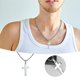 thumbnail image 2 of Collar con cadena colgante de acero inoxidable para hombre y mujer, joya de regalo, no se decolora, colgante liso, collar de acero inoxidable y titanio, 2 of 8