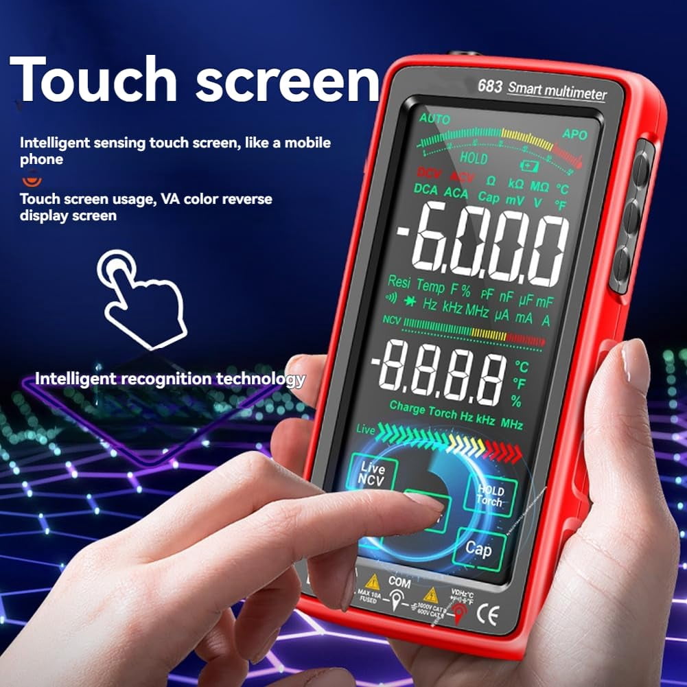 True RMS 6000-Count Digital Voltmeter, Fully Automatic True rms TRMS 6000 Count Digital Voltmeter Auto-Range, NCV Detection, Capacitance & Temperature for Home Automotive Electrical Repairs (RED)