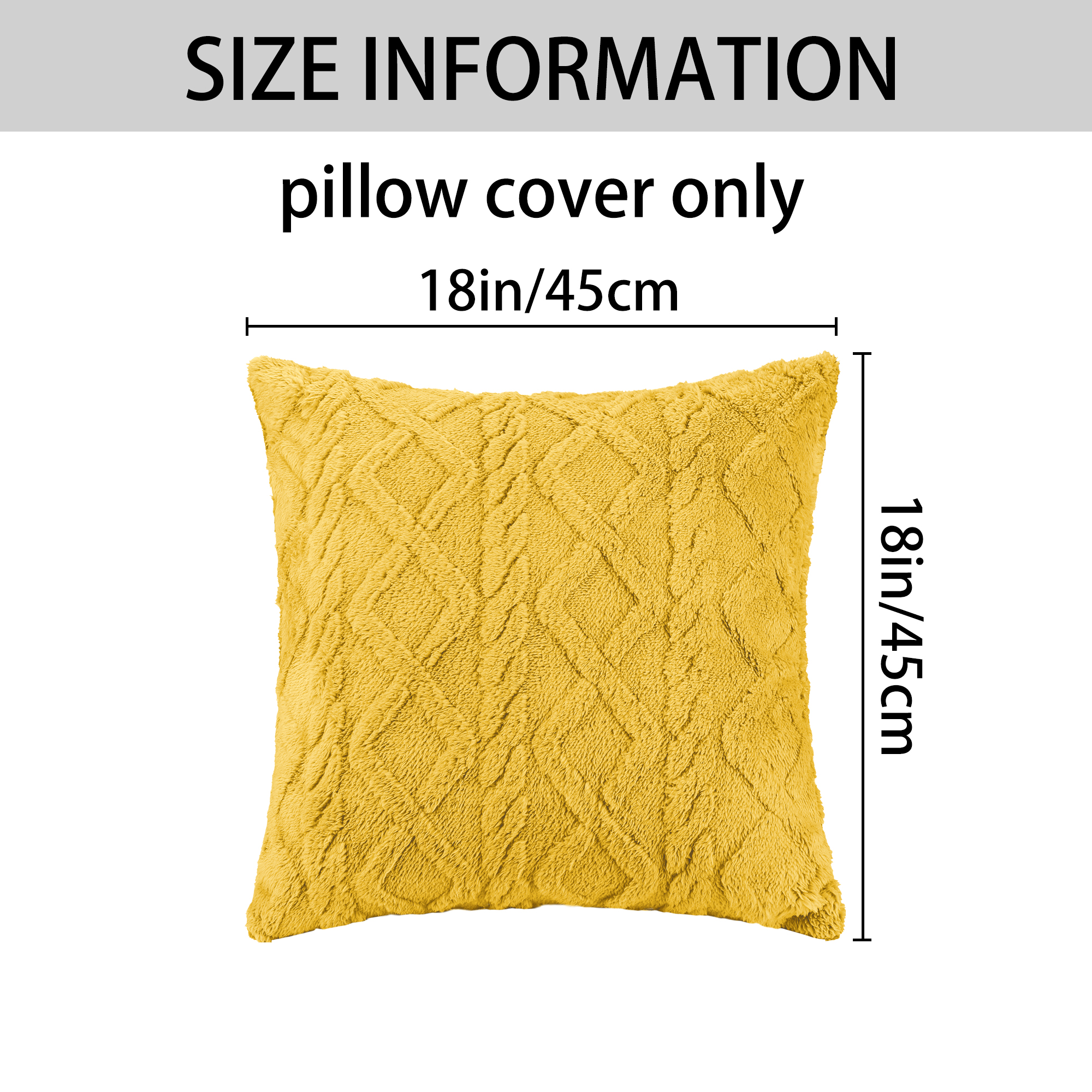 Unique Bargains Solid Striped Soft Sofa Decorative Pillow Covers (2 Count) Yellow 18" x 18"