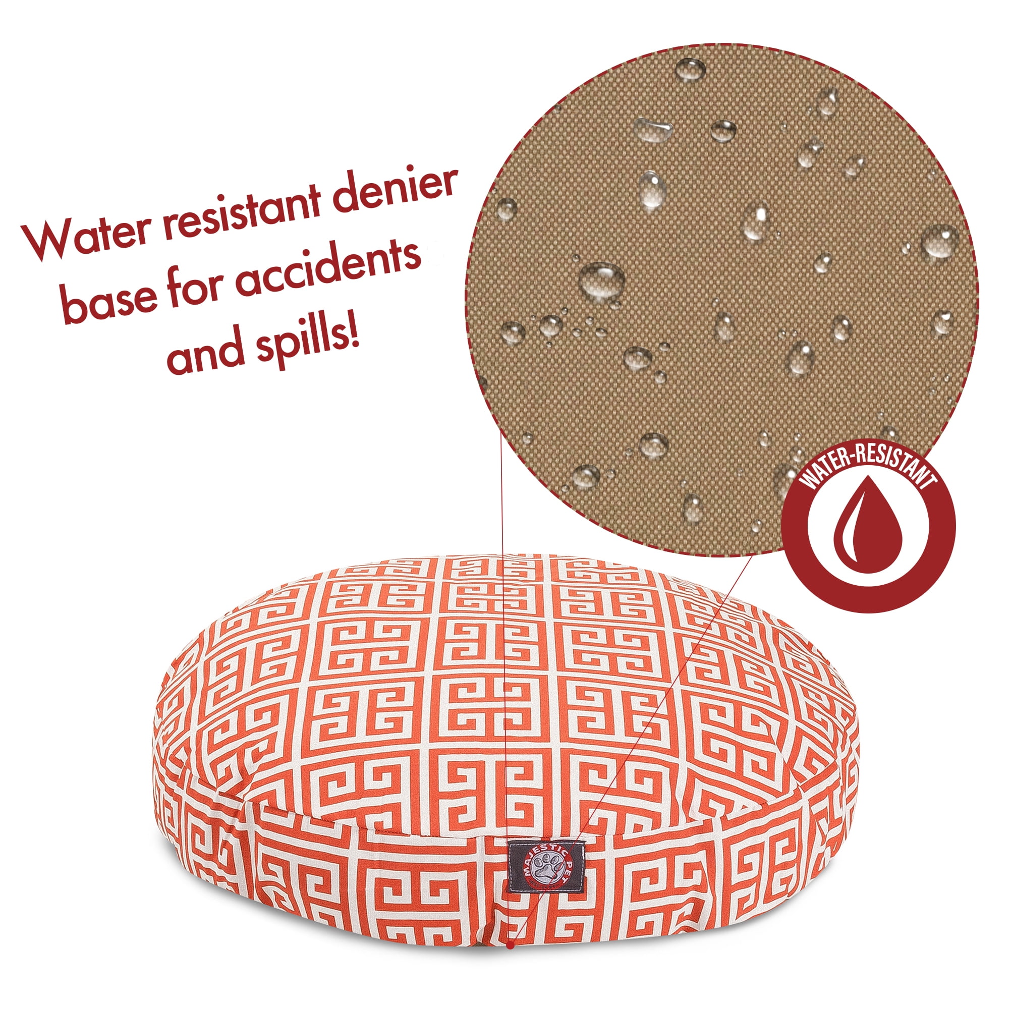 Majestic Pet Towers Round Dog Bed Treated Polyester Removable Cover Orange Medium 36 x 36 x 5