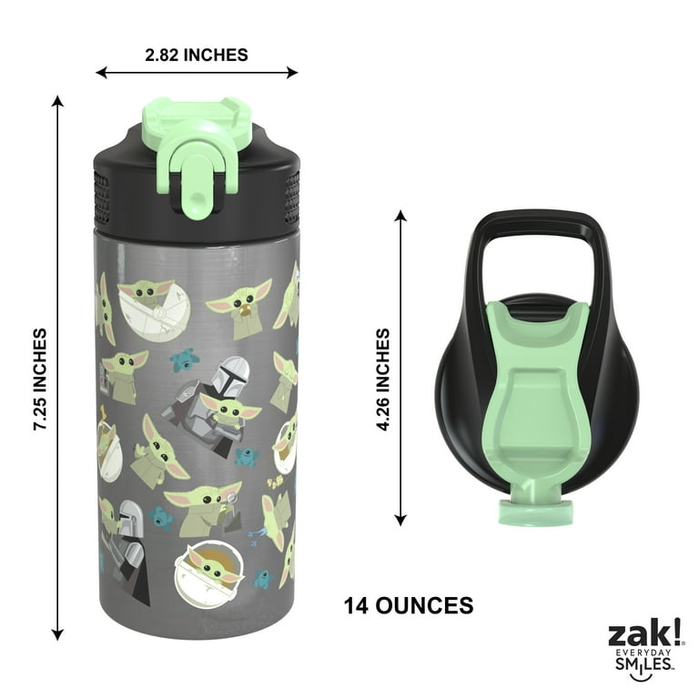 Zak Designs 14oz Stainless Steel Kids' Water Bottle with Antimicrobial Spout 'Star Wars Mandalorian The Child