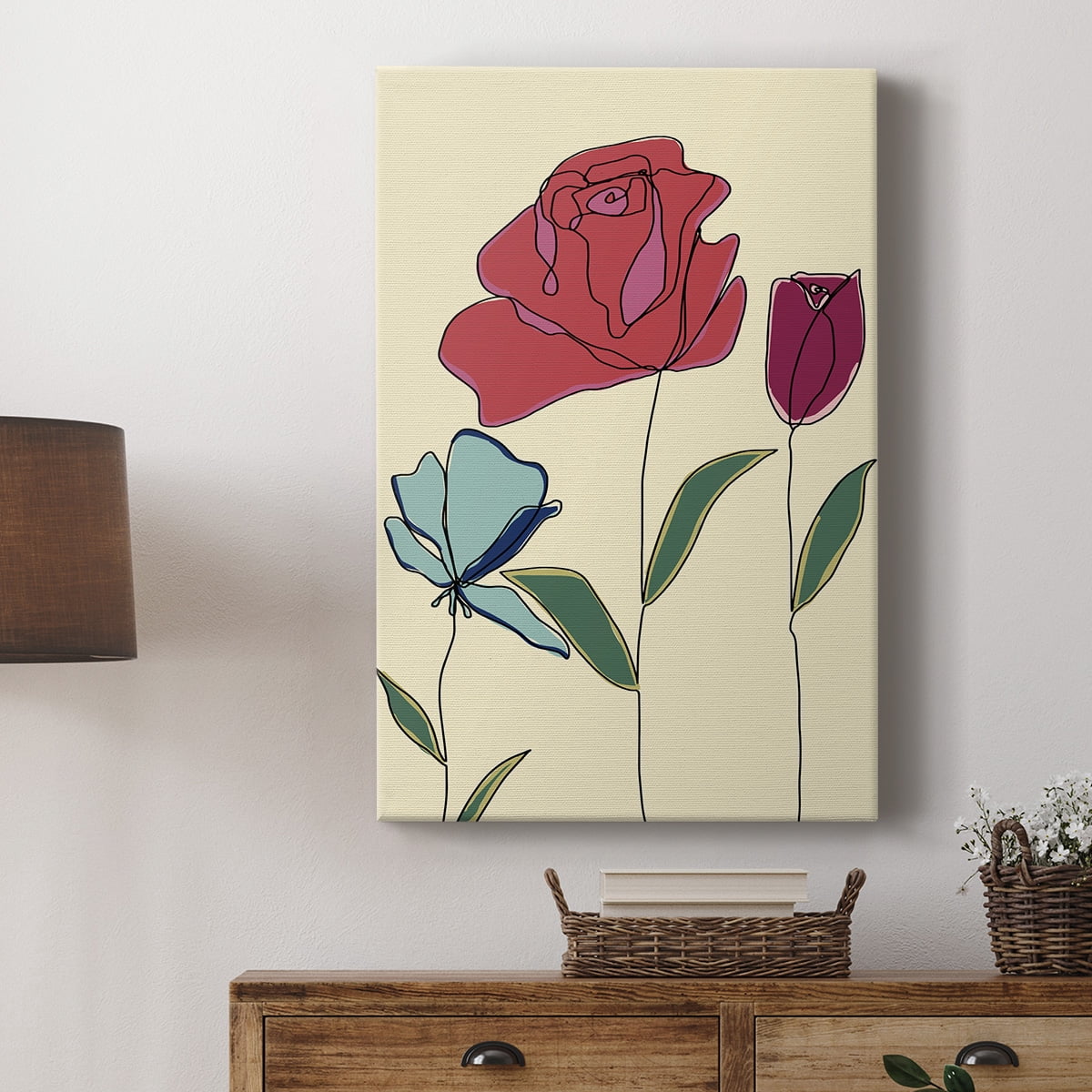 Colored Floral I Premium Gallery Wrapped Canvas - Ready to Hang