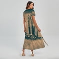 thumbnail image 2 of Fishing Hooks Printed Short Sleeve Maxi Dress, Fish Fishing Fashion Summer Maxi Dress For Women, 2 of 4
