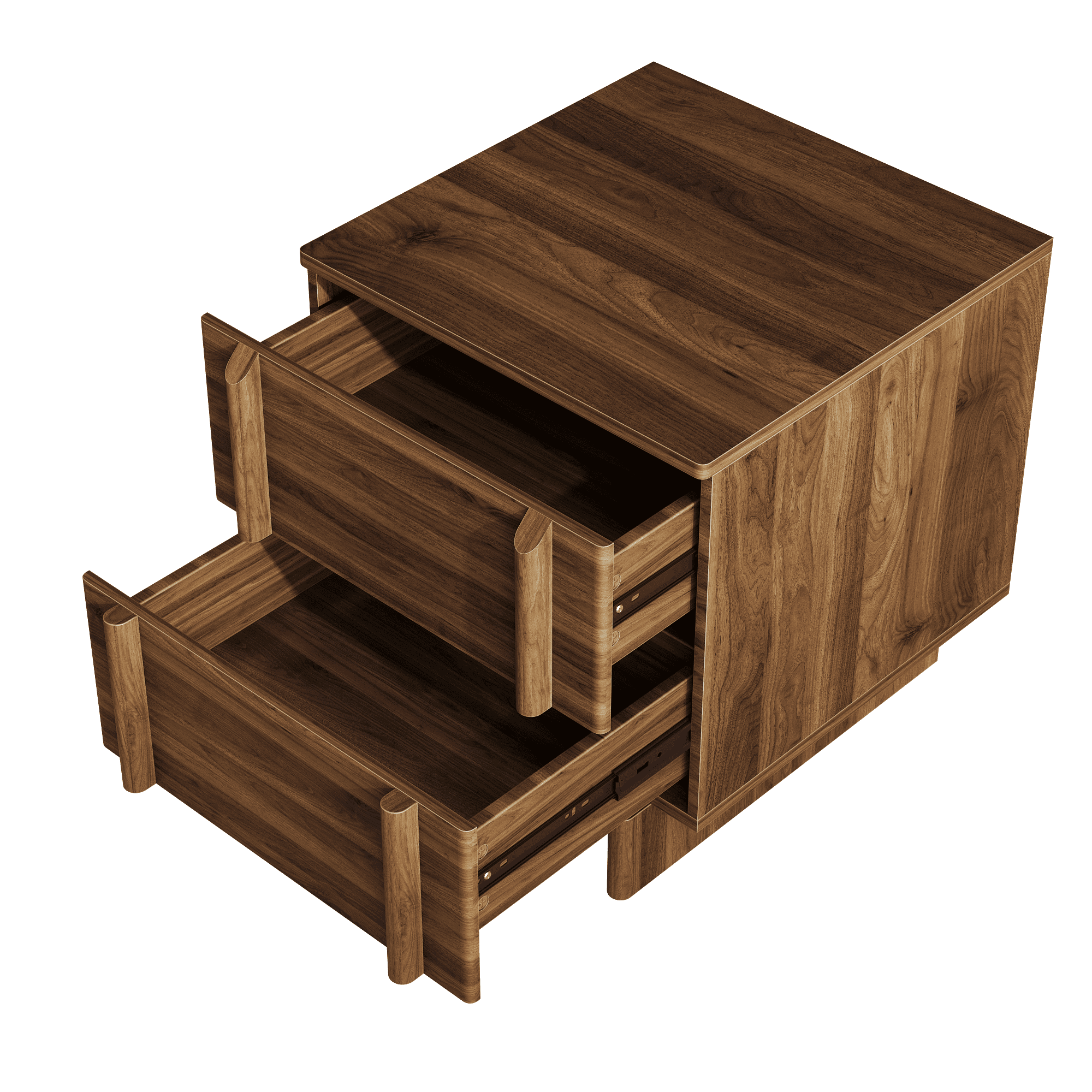 GARITIN Nightstand and Bedside Table 18 Inch, Walnut Mid Century Modern Nightstand with 2 Drawers and Wood Legs for Bedroom Living Room