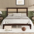 thumbnail image 3 of Bed Frame with Rubber Wood, Underbed Spacious Storage, Easy Assembly, Full Size Bed Frames with Rattan Headboad and Enhanced by Support for Bedroom, Espresso, 3 of 9
