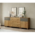 thumbnail image 2 of Modern TV Stand For Tvs Up To 120 Inches, 4 In 1 TV Console With Glass Doors And 2 Drawers, Media Console With Adjustable Shelf For Living Room,Brown, 2 of 8