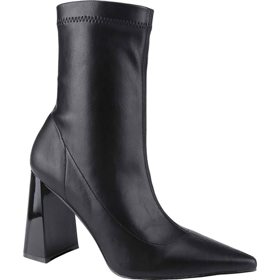 Women's Fashion Ankle Boots Chunky Block Heel Ankle Boot Pointed Toe Stretch Lightweight Comfort Party Dress Booties Shoes