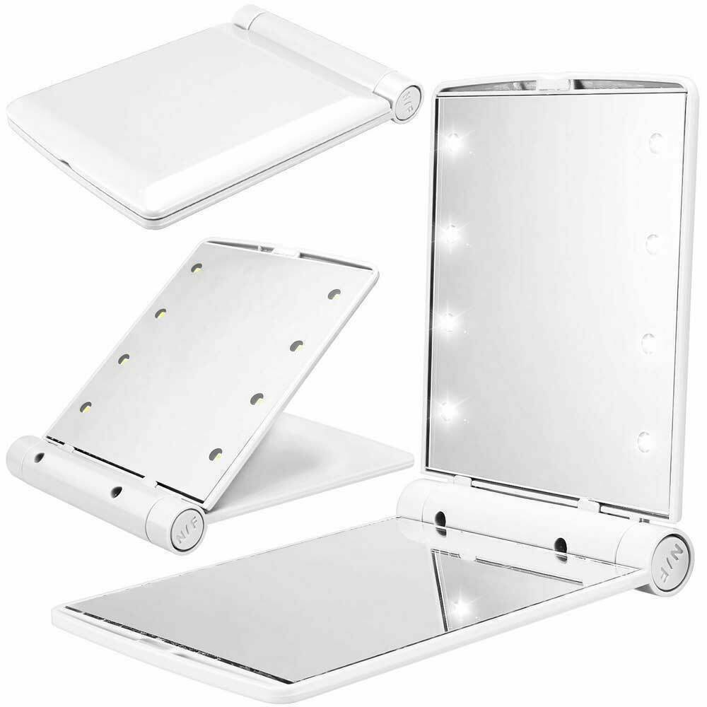 1 Pack Foldable 8LED Lighted Makeup Mirror with Adjustable Brightness