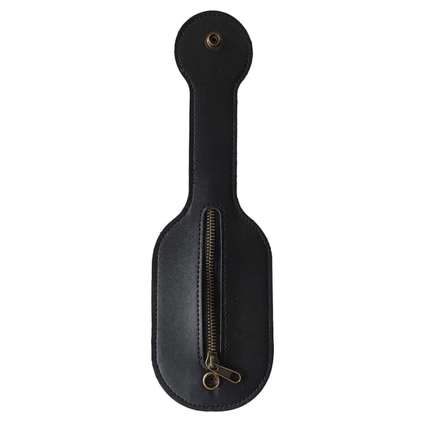 Xihbxyly Monedero de Cuero, Diseño Artesanal de Cuero Grueso, Cremallera de Latón y Cierre de Seguridad, Bolso Compacto para Exteriores, Herramienta Edc para Deportistas, 25,4 X 7,8 Cm, Opción Negro