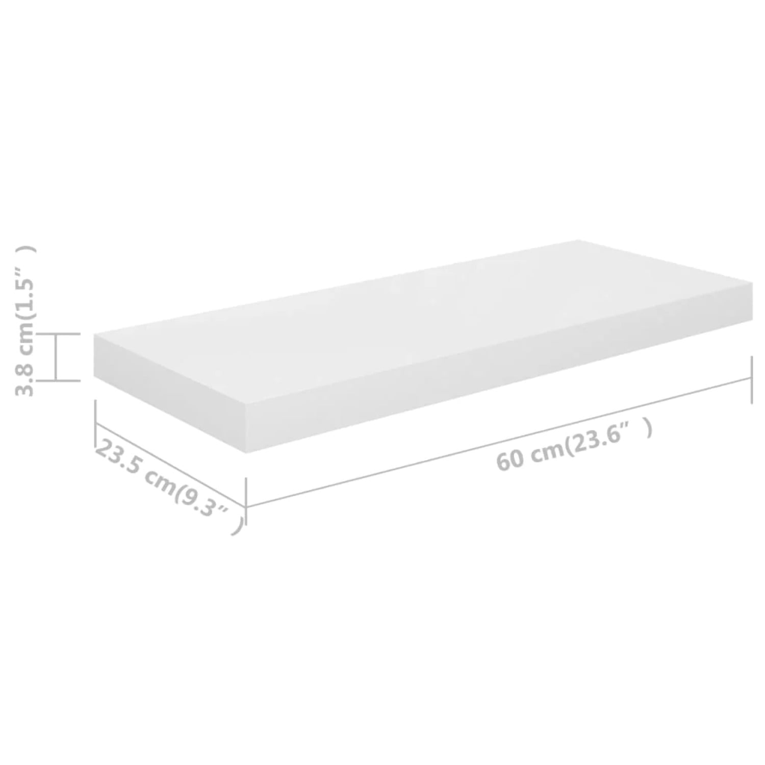 vidaXL Wall Shelf High Gloss White Honeycomb MDF, Metal Small