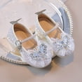 thumbnail image 7 of Gyujnb Girls' Glitter Bow Rhinestone Princess Mary Jane Shoes Adjustable Buckle Strap Low Heel Dress Shoes, Closed Toe,10-10.5 Years, 7 of 7