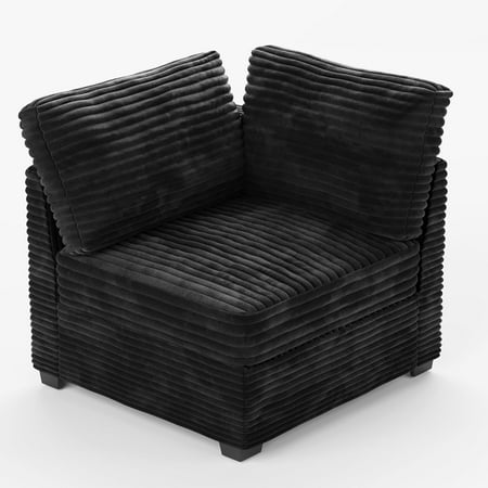 Ovios Corner Chair for Sectional Sofa Modern Plush Corduroy Arm Chair for Living Room, Black