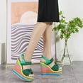 thumbnail image 4 of SACFOF Wedge Sandals for Women Colorful Double Woven Band Espadrilles Platform High Heel Sandals Ankle Strap Slingback Summer Shoes, 4 of 6
