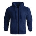 thumbnail image 2 of uikmnh 2024 Men's Solid Color Lamb Wool Double Velvet Hooded Warm and Velvet Sweater Casual Loose Comfortable Trendy Sweater, 2 of 4