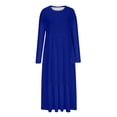 thumbnail image 5 of asdoklhq Prom Dresses Women's Casual Loose Long Sleeve Loose Dress Solid Classic Dress Dark Blue XL, 5 of 5