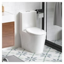 1.1/1.6 GPF Tornado Flush One-Piece Toilet for bathrooms,Siphonic S-trap 12",Elongated Bowl with Soft Close Seat,Powerful Dual Flush MAP 1000g,Comfort Chair Seat ADA Height 17",Glossy White GW-001