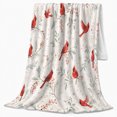 thumbnail image 2 of Bright Red Cardinals Pine Branches, Festive Holiday Scene, Warm Flannel Blanket for Cabin and Lodge with Detailed Artwork, Art Lovers Christmas Gift, Festive Home Decor, 2 of 9