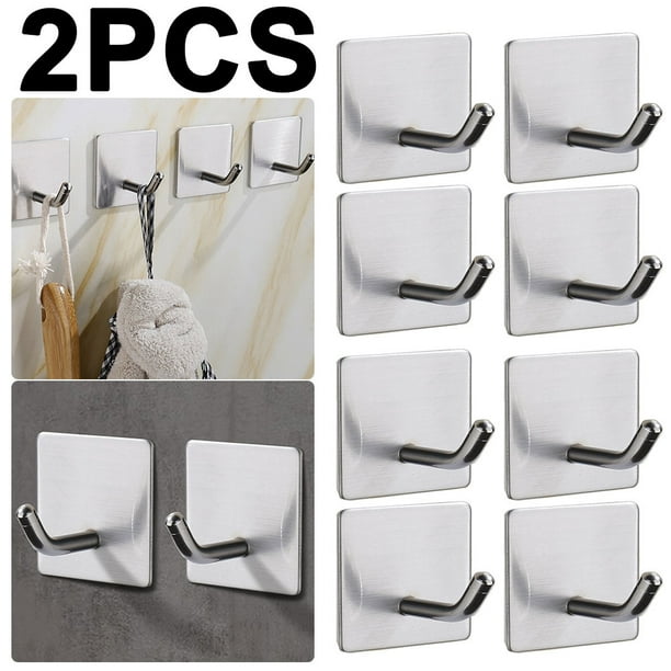 4 Ganchos Adhesivos Acero Inoxidable 304 Soportes Autoadhesivos Organizador