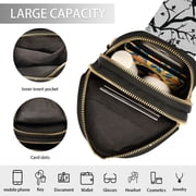 Black Birds and Flowers Women's PU Leather Crossbody Bag, Dual Zipper Pockets, Adjustable Strap, Water Resistant